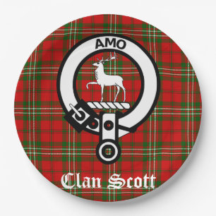 Clan Scott Crest Badge en Tartan Papieren Bordje