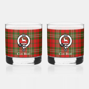 Clan Scott Crest Badge & Tartan Whisky Glas