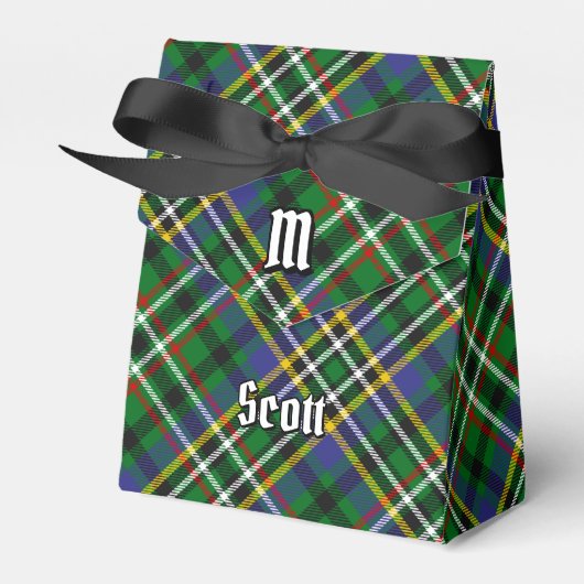 Clan Scott Crest over Green Tartan Favor Box Bedankdoosjes (Voorkant Zijde)