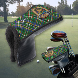 Clan Scott Crest over Green Tartan Golf Head Hoesj Golfheadcover