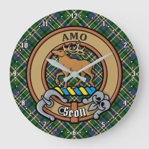 Clan Scott Crest over Green Tartan Grote Klok
