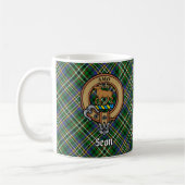 Clan Scott Crest over Green Tartan Koffiemok (Links)