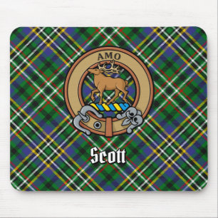 Clan Scott Crest over Green Tartan Muismat