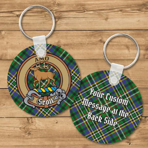 Clan Scott Crest over Green Tartan Sleutelhanger