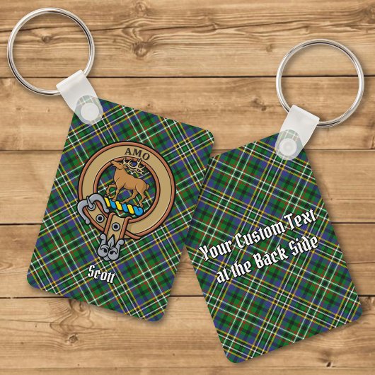 Clan Scott Crest over Green Tartan Sleutelhanger