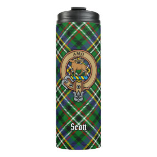 Clan Scott Crest over Green Tartan Thermosbeker