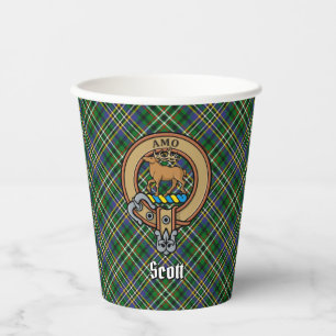 Clan Scott Crest over het groenboek van Tartan Papieren Bekers