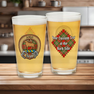 Clan Scott Crest over Red Tartan Glas