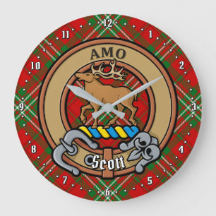 Clan Scott Crest over Red Tartan Grote Klok
