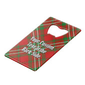 Clan Scott Crest over Red Tartan Kredietkaart Flessenopener (Achterkant Gekanteld)