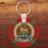 Clan Scott Crest over Red Tartan Sleutelhanger (Voorkant)