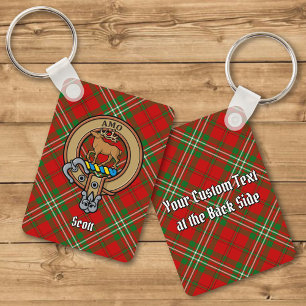 Clan Scott Crest over Red Tartan Sleutelhanger