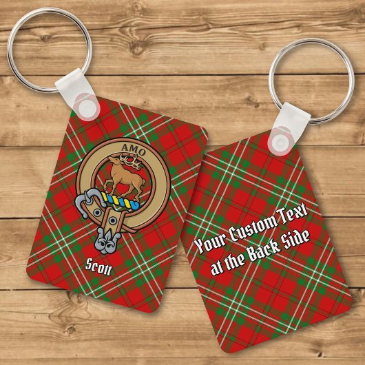 Clan Scott Crest over Red Tartan Sleutelhanger