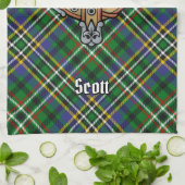 Clan Scott Crest sur le Tartan Vert Serviette de c (Plié)
