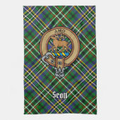 Clan Scott Crest sur le Tartan Vert Serviette de c (Vertical)