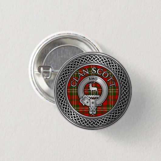 Clan Scott Crest & Tartan Knot Button (Voorkant /achterkant)