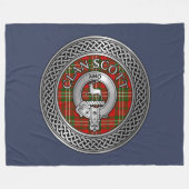 Clan Scott Crest & Tartan Knot Fleece Deken (Voorkant (Horizontaal))