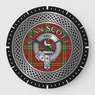 Clan Scott Crest & Tartan Knot Large Clock Grote Klok