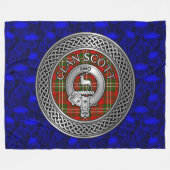 Clan Scott Crest & Tartan Knot op Thistle Fleece Deken (Voorkant (Horizontaal))