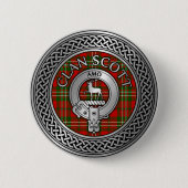 Clan Scott Crest & Tartan Knot Ronde Button 5,7 Cm (Voorkant)