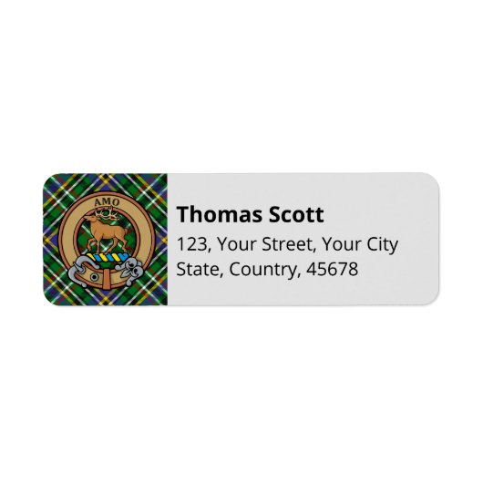 Clan Scott Green Tartan Étiquette (Devant)