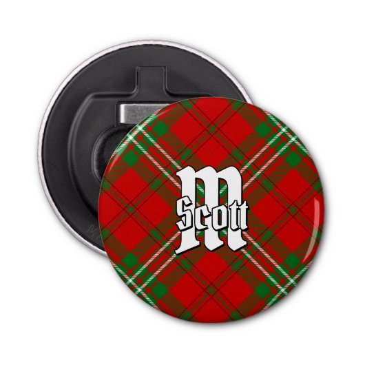 Clan Scott Red Tartan Button Flesopener (Voorkant)