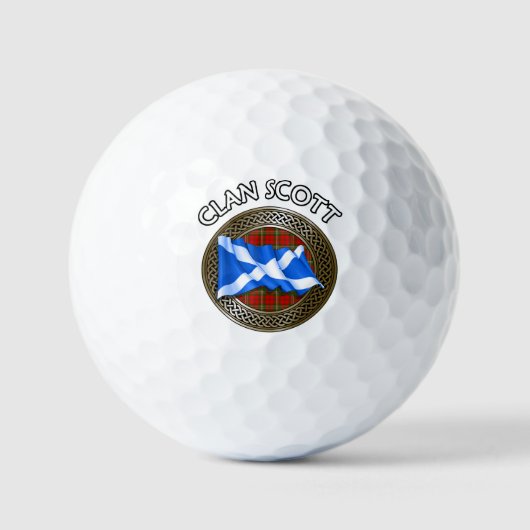 Clan Scott Tartan Knot & Flag Golfballen (Voorkant)