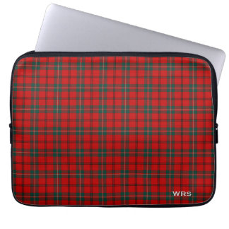 Clan Scott Tartan Rood en Groen Plaid Monogram Laptop Sleeve