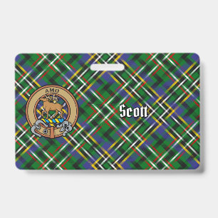 Clan Scott Wapen over groene tartan Badge