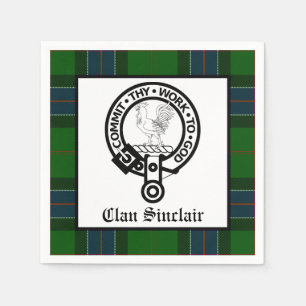 Clan Sinclair Crest Badge en Tartan Servet