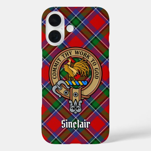 Clan Sinclair Crest boven Tartan Case-Mate iPhone Case (Achterkant)