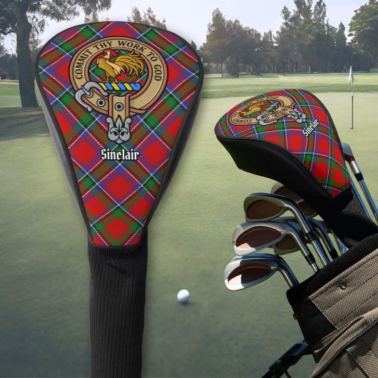 Clan Sinclair Crest boven Tartan Golfheadcover