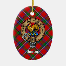 Clan Sinclair Crest boven Tartan Keramisch Ornament