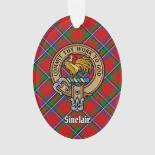 Clan Sinclair Crest boven Tartan Ornament