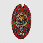 Clan Sinclair Crest boven Tartan Ornament (voorkant)