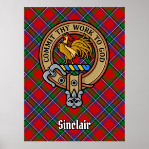 Clan Sinclair Crest boven Tartan Poster