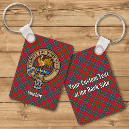 Clan Sinclair Crest boven Tartan Sleutelhanger