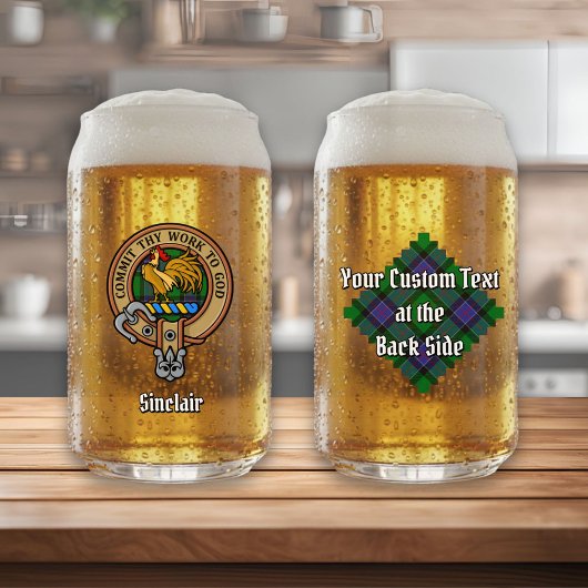 Clan Sinclair Crest over de jacht op Tartan Blikvorm Glas