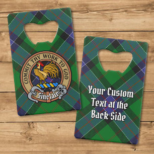Clan Sinclair Crest over de jacht op Tartan Kredietkaart Flessenopener