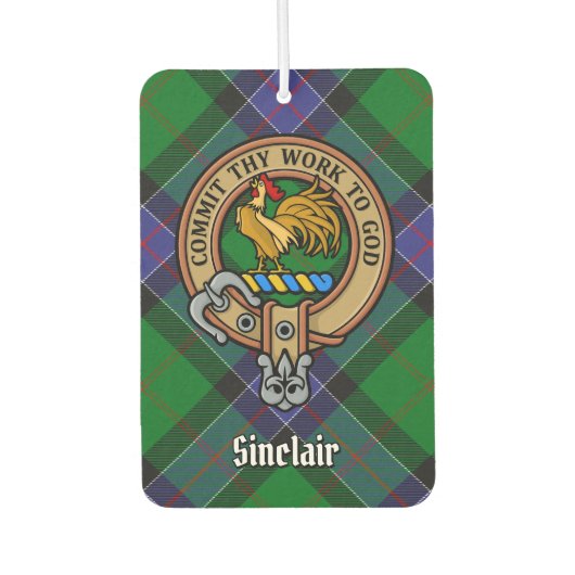 Clan Sinclair Crest over de jacht op Tartan Luchtverfrisser (Voorkant)