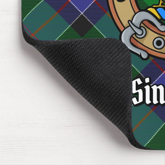 Clan Sinclair Crest over de jacht op Tartan Muismat (Hoek)