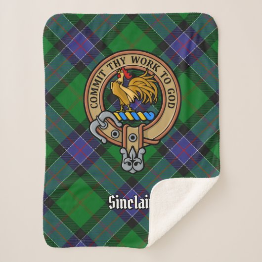 Clan Sinclair Crest over de jacht op Tartan Sherpa Deken (Voorkant)