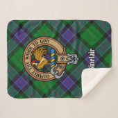 Clan Sinclair Crest over de jacht op Tartan Sherpa Deken (Voorkant (horizontaal))