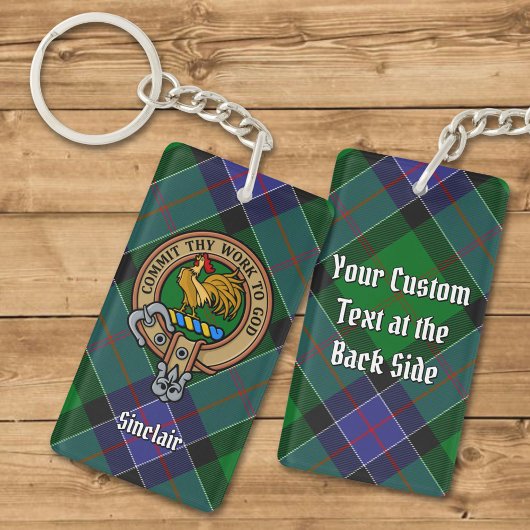 Clan Sinclair Crest over de jacht op Tartan Sleutelhanger
