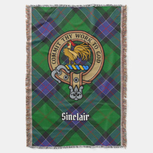 Clan Sinclair Crest over Jagend Tartaar Deken