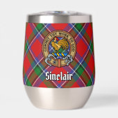 Clan Sinclair Crest sur Red Tartan (Avant)
