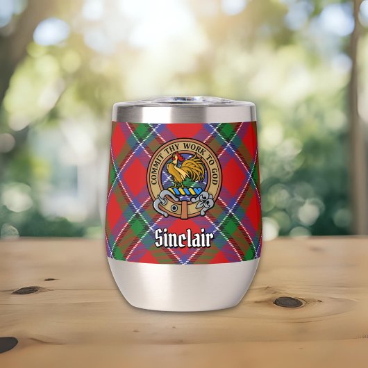 Clan Sinclair Crest sur Red Tartan