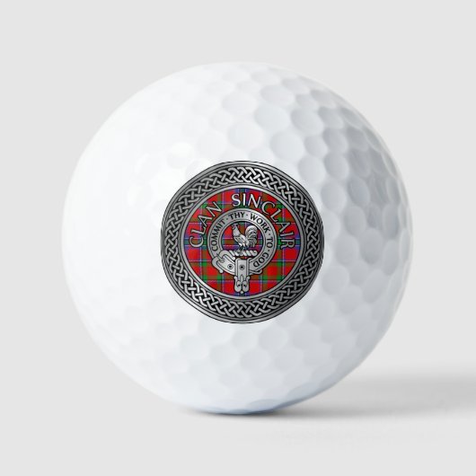 Clan Sinclair Crest & Tartan Knot Golfballen (Voorkant)