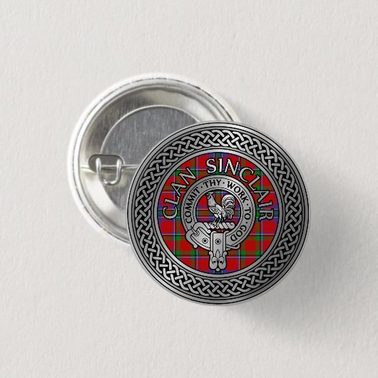Clan Sinclair Crest & Tartan Knot Ronde Button 3,2 Cm (Voorkant /achterkant)