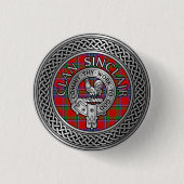 Clan Sinclair Crest & Tartan Knot Ronde Button 3,2 Cm (Voorkant)